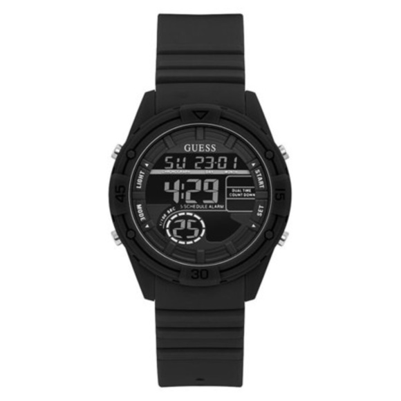 Guess Bounce Black Silicone Quartz Fashion Watch - Picture 1 of 5